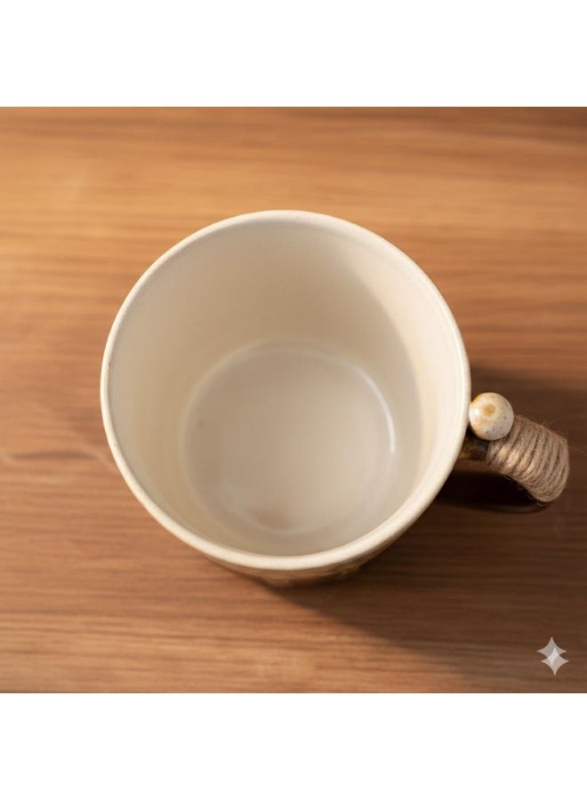 Clink Handmade Rustic Ceramic Japanese Style Mug with Rope Handle – Artisan Glaze Coffee & Tea Cup - Image 4